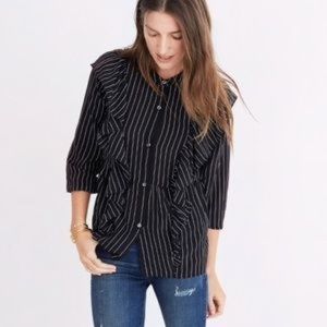 NWT Madewell Striped Ruffle Blouse